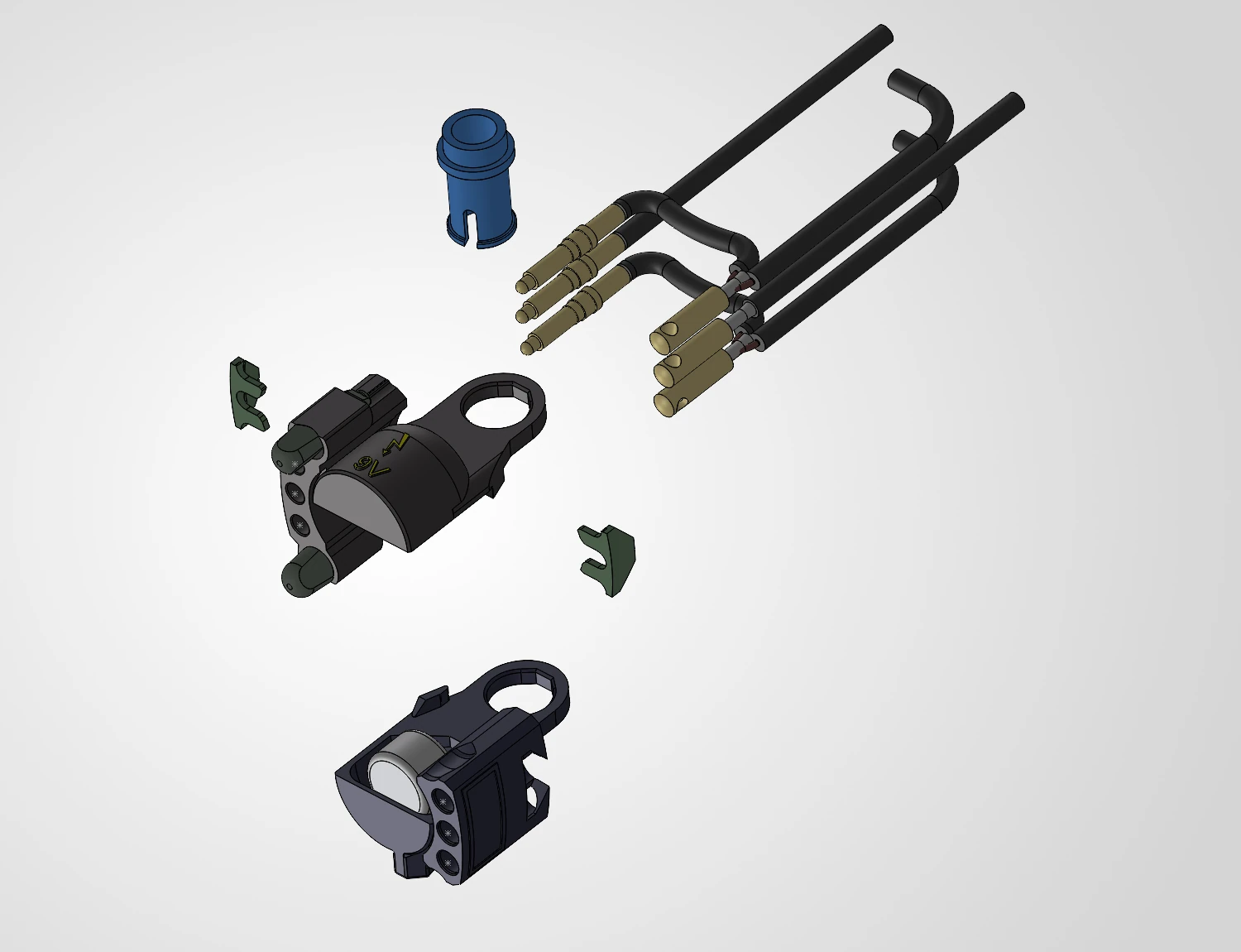 Stripped blue wire with lots of copper foil around it