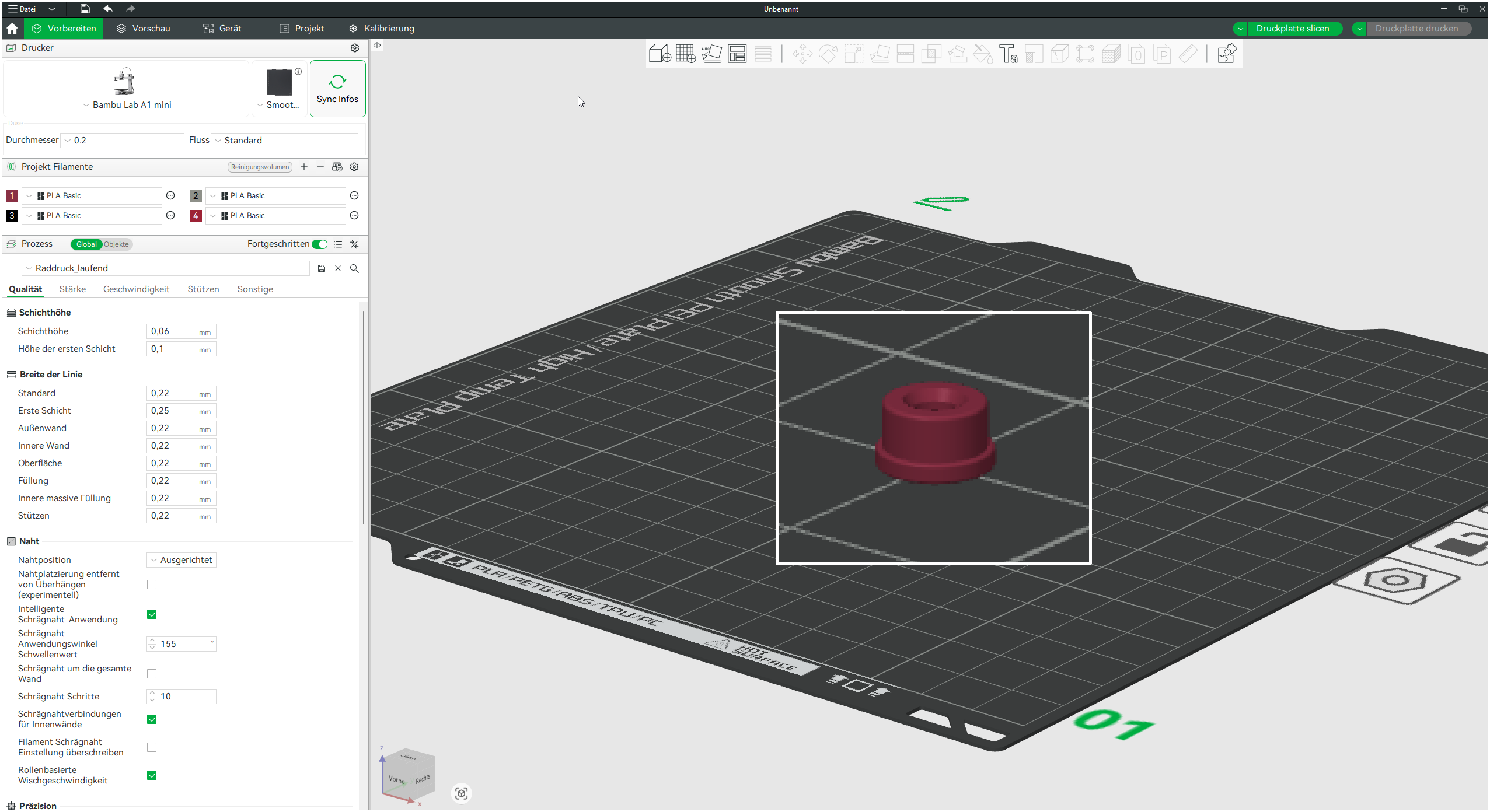 Printbed with one bearing