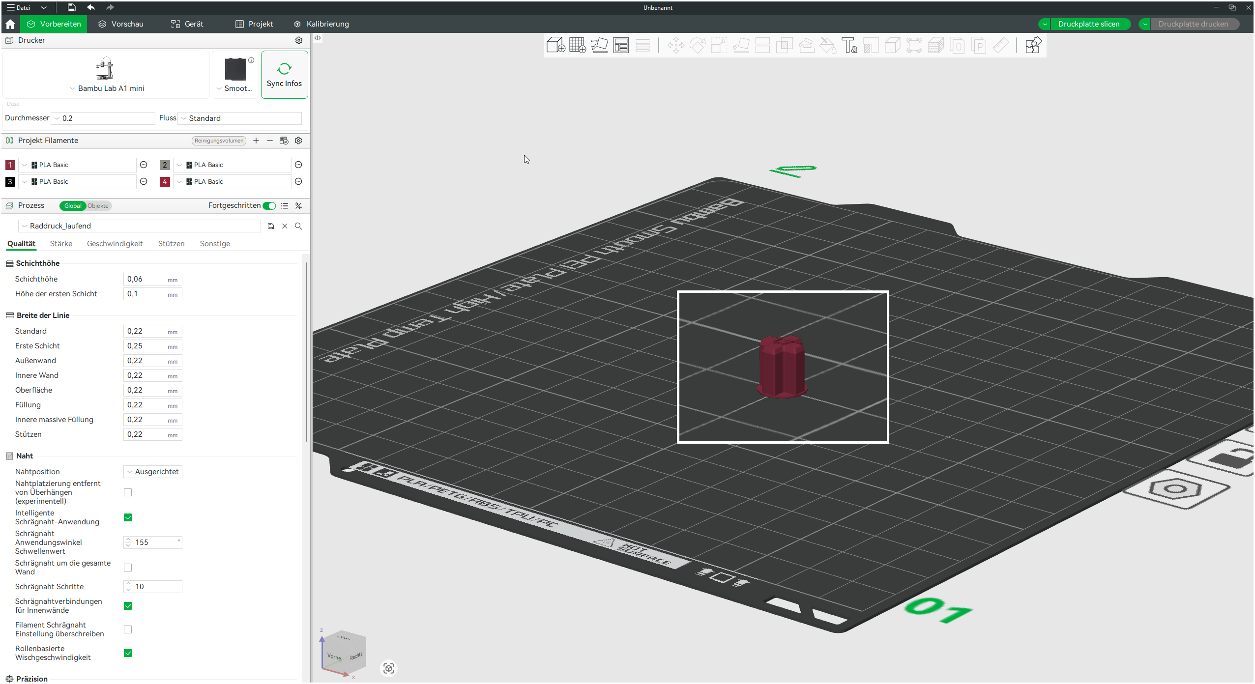 Printbed with one cross-axle holder